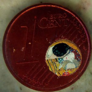 Il Bacio di Klimt dipinto nella moneta un centesimo